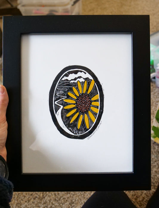 Black Framed Flower Path Print