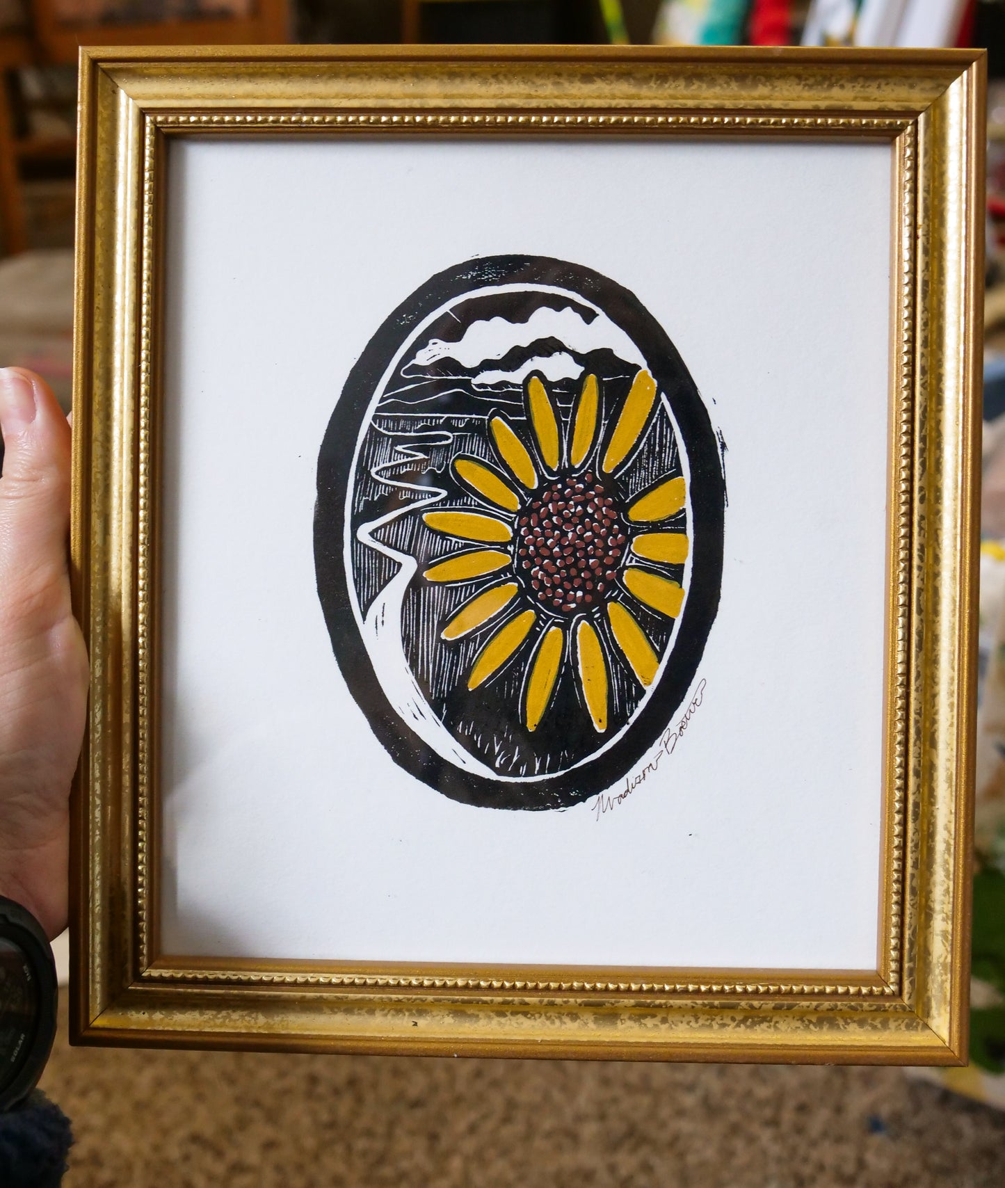 Gold Framed Flower Path Print