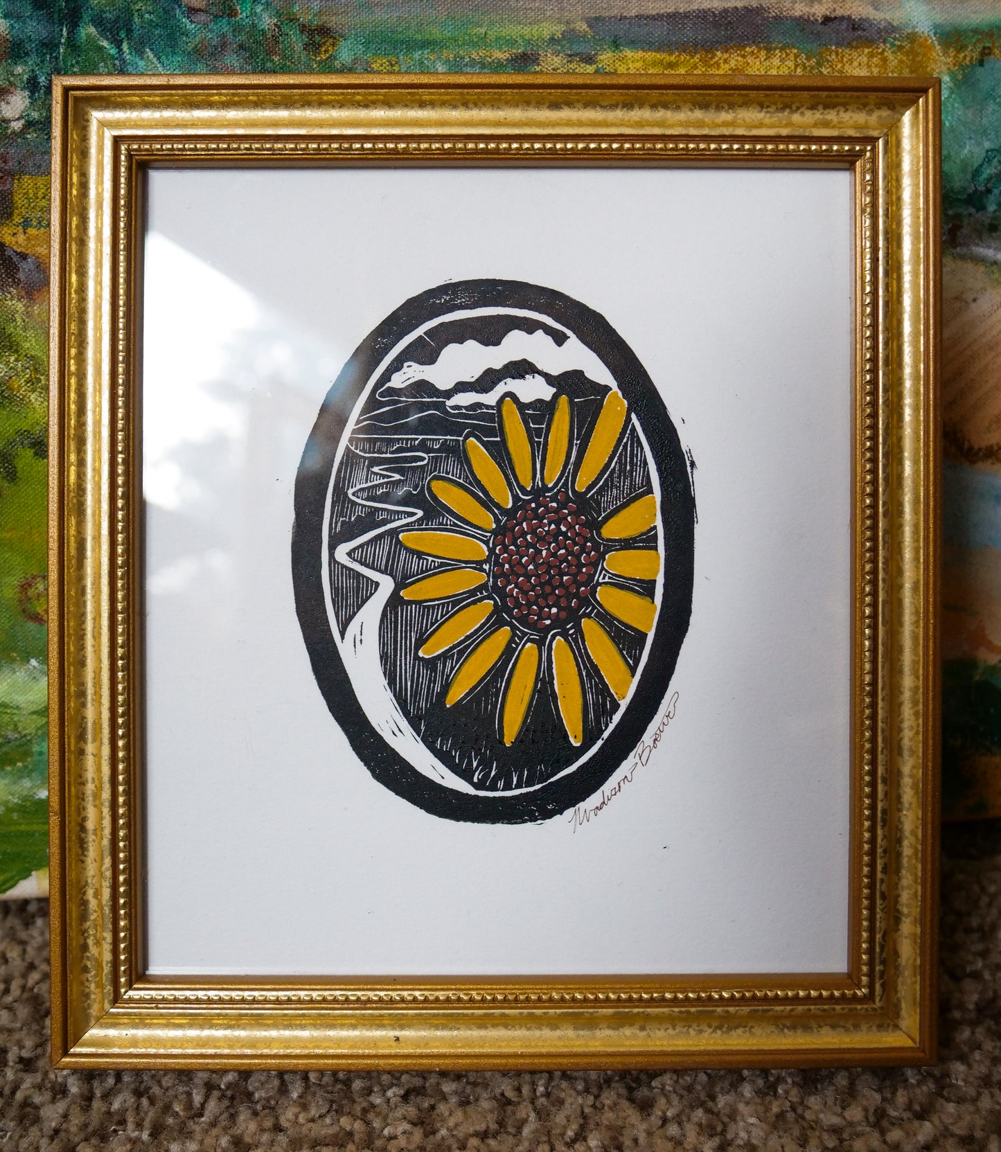 Gold Framed Flower Path Print